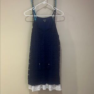 Elegant Navy Blue Lace Dress